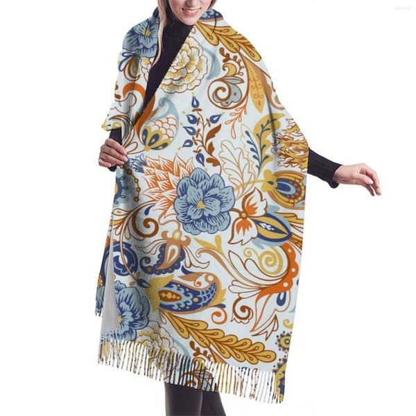 Vêtements Ethnique Bandana Conception 196 68Cm En Plein Air Hiver Écharpe Femmes Chaud Wrap Foulard Mode Châles Pashmina Glands Hijab Soutenez Votre