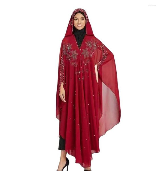 Vêtements Ethniques Manches Chauve-Souris Classique Abaya Robes Femmes Musulmanes Polyester Grenadine Plage Ccape Opera Cape Une Pièce Mousseline À Capuche