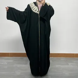Vêtements ethniques Soules de chauve-souris Muslim Fashion Middle East Dubai Collage Lace Love Overs Dimedidigan Robe Jalabiya pour les femmes