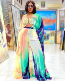 Etnische Kleding Strandkleding 2 Tweedelige Set Vrouwen Afrika Kleding Afrikaanse Dashiki Mode Lange Jurk Broek Pak Feestjurken Plus Size Gewaad