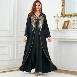 Vêtements ethniques Sequins de perles Abaya Femmes musulmane Party MAXI Robe 2 pièces Set Maroc Kaftan Dubai Turkey Robe Caftan Jalabiya Ramadan