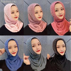 Vêtements ethniques Perles Châles Instant Hijab Turban Cap Chapeau Foulard Musulman Foulard Islamique Couvre-chef De Mariage Pour Femmes Dubaï Mode