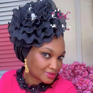 Vêtements ethniques Big Flower Turban Cap pour femmes Preatted Head Wraps African Auto Gele Headtie Nigeria Mariage Party
