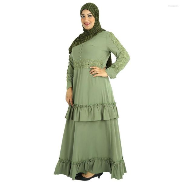 Vêtements ethniques grande taille dernière mode plissée verte femmes musulmanes Abaya robes turc islamique dubaï luxe caftans Vestido indonésie