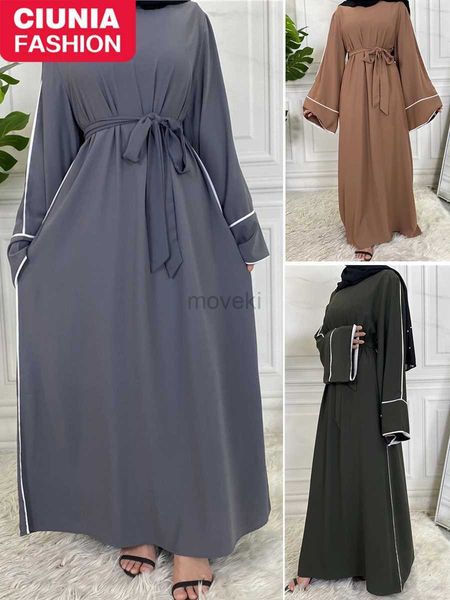 Vêtements ethniques noirs islamiques Abayas Summer Nida Robe décontractée Femme musulmane Modesty Robe Ramadan Kimono Dubai Robes longues pour femmes 2023 D240419