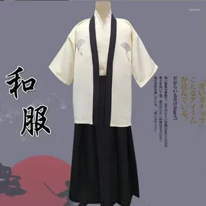 Vêtements ethniques Noir Japonais Traditionnel Samurai Kimono Pour Hommes Yukata Robe De Bain Hekoobi Style Lâche Sauna Porter Homewear Ceinture Longue Robe