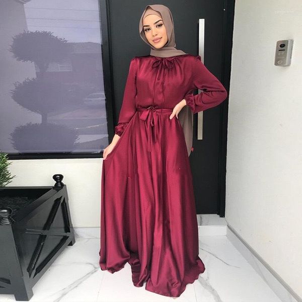 Vêtements ethniques Caftan noir musulman turc Abayas Jalabiyat femmes Hijab robe Ramadan vêtements marocain Satin fête Maxi arabe Caftan