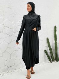 Vêtements ethniques Black Modest Mailwear Women with Swim Cap 2024 Summer Dubai Abaya 3 Piece Set Burkini Muslim Mujer Robe Femme Musulmane Vêtements T240510CGRX