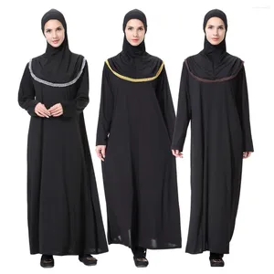 Vêtements ethniques Noir Plain Softy Smooth Prière Abaya Musulman Arabie Moyen-Orient Lady Robe