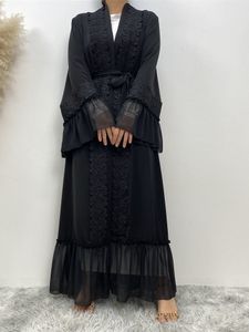 Vêtements ethniques Noir Ramadan Eid Mubarak Niqab Robe Kimono Femme Musulmane Dubaï Abaya Turquie Arabe Islam Abayas Pour Femmes Musulman Hijab Robe 230324