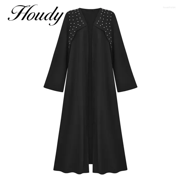 Ropa étnica Negro Ramadán Eid Mubarak Kaftan Abaya Dubai Árabe Turquía Islam Indio Vestido musulmán Abayas para mujeres Ropa de oración Robe