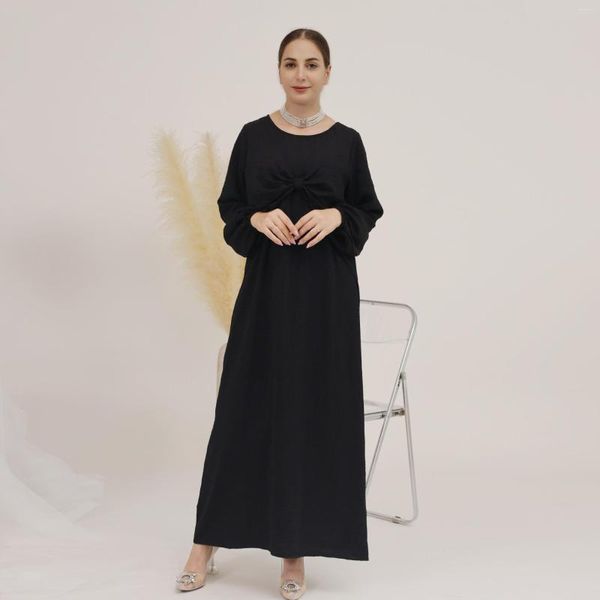 Ropa étnica Negro Blanco Satén Abaya Bajo Vestido Islámico Interior Robe Mujeres Wrap Partido Interior Vestidos musulmanes para Femme Dubai Turquía Árabe