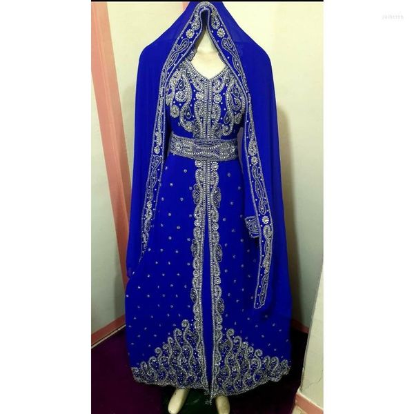 Vêtements ethniques robe bleue Costume africain demoiselle d'honneur Abaya longue formelle perlée Dubai chemise marocaine