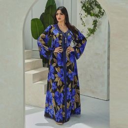 Ropa étnica Kaftans azules Abaya Dubai Turquía Islam Árabe Vestido musulmán Vestidos de noche para mujeres Caftan Robe Femme Musulmane Longue