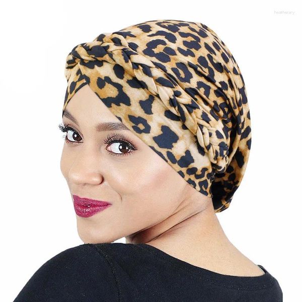 Ropa étnica Bohemio Hecho a mano Turbante trenzado con mujeres elásticas Tocado Imprimir Hijab Islámico Head Wrap Chapado Cuidado del cabello Chemo Caps