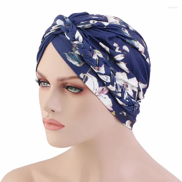 Vêtements ethniques Bohemian Print Femmes Musulman Hijab Braid Bonnet Chemo Cap Femme Cancer Perte de cheveux Chapeau Beanie Chapeaux Foulard Head Wrap