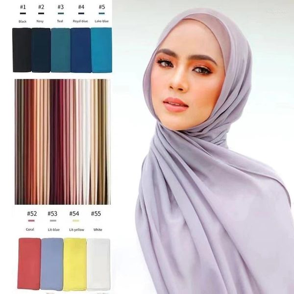 Vêtements ethniques BOHOWAII Hijab Écharpe Islam Casual Mousseline Abaya Hijabs Voile Femme Musulman 2024 Longue Couleur Solide Turbans Pour Femmes Headwrap
