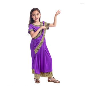 Vêtements ethniques Bollywood Girls India Saree Kaftan Sari Dress Costumes d'Halloween Costume de performance nationale pour filles