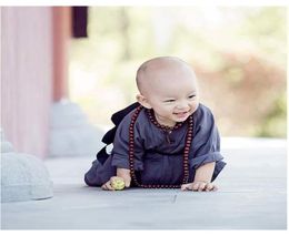 Vêtements ethniques garçons Enfants Enfants Little Monk Shaolin Temple Tang Tang Baby Cotton and Linen Robes Performance Uniform7885871
