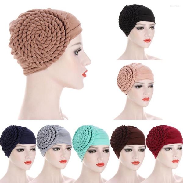 Vêtements ethniques Braid Turban Musulman Hijab Femmes Chapeaux Bonnet Chemo Cap Chapeau Foulard Wrap Islamique Perte De Cheveux Couverture Bonnets