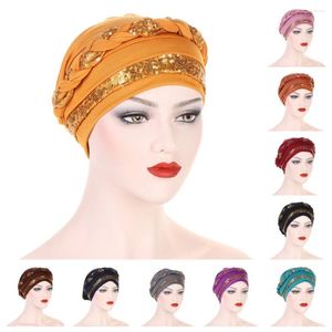 Vêtements ethniques Tresses Paillettes Hijab Femmes Musulman Bonnet Headwrap Écharpe Cancer Chemo Caps Dames Bonnets Perte De Cheveux Chapeau Turbante Mujer