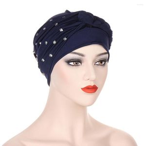 Etnische kleding vlechten tulband pet vrouwen Afrikaanse hoofdwikkeling moslim hijab motorkap met diamanten soild kleur headscarf turbante mujer