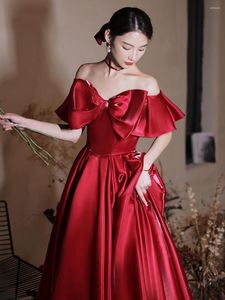 Vêtements ethniques mariée Toast robes de bal longues robes de soirée bordeaux hors de l'épaule formelle femmes robe de soirée