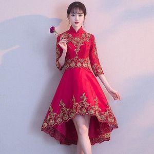 Vêtements ethniques robe chinoise bordeaux Qipao robes de soirée mariée Cheongsam soirée robes de mariée orientales Vestido grande taille 3XL