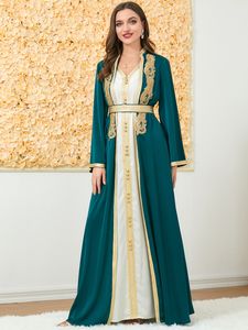 Vêtements Ethniques Caftan Robes pour Femmes Soirée Soirée Dubaï Marocain Oriental Arabe Robe 2 Pièces Ensembles Caftan Islamique Ramadan Eid Musulman Abaya 230616