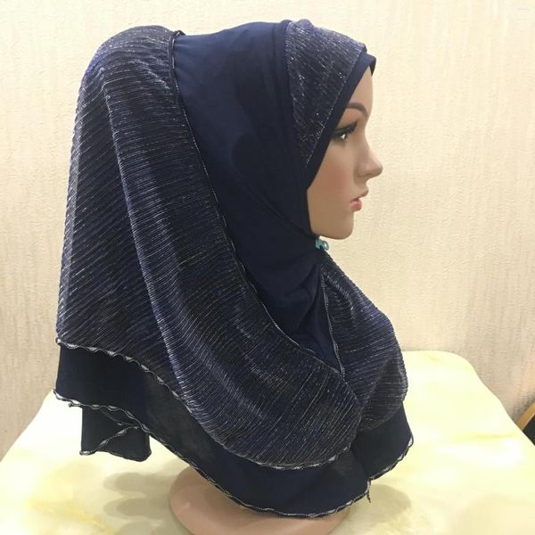 L'abbigliamento etnico può scegliere i colori Stile Cappello islamico Strato luccicante Due strati Hijab lungo musulmano in un unico pezzo