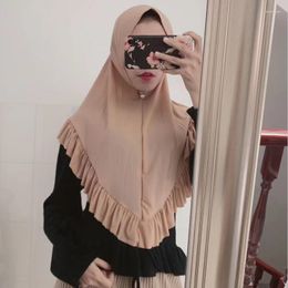 Etnische kleding kan kleuren kiezen zomer elastisch elastisch eenvoudige bodem ruches moslim moslim één stuk hijab 80 65cm