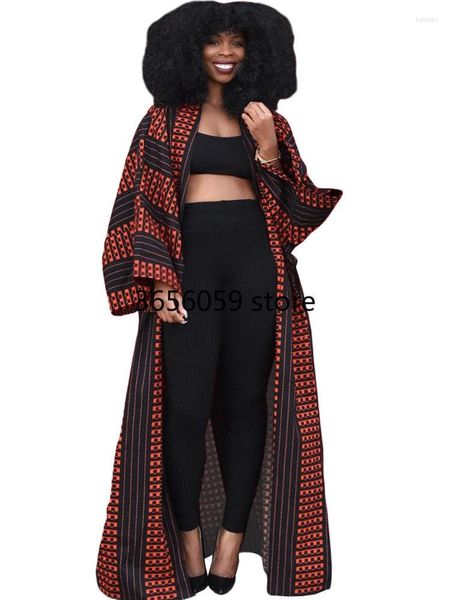 Ropa étnica Cardigan Vestidos africanos para mujeres Manga completa suelta Boubou Robe África Otoño Impresión Streetwear Chaqueta larga