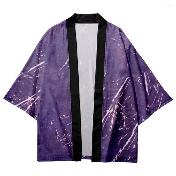 Vêtements ethniques Cardigan Femmes Hommes Harajuku Haori Violet Kimono Cosplay Top Chemises Yukata Robe Imprimer 6XL 5XL 4XL Lâche Japonais Streetwear