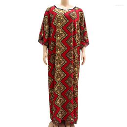 Vêtements ethniques décontracté robes africaines pour femmes 2023 Dashiki géométrie imprimer col rond manches chauve-souris élégante Robe Africaine coton matériel