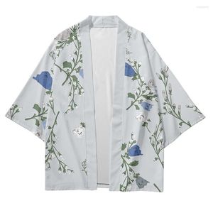 Etnische kleding Casual vrouwen Men Shirt Losse volwassen print Flower Blouse Japanse Yukata Kimono Top zomer Haori Cardigan Aziatische Samurai