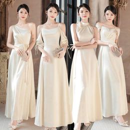 Vêtements ethniques Champagne Satin Bridesmaid Robe Solid Simple Sisters Group Daily Robes Luxury Fashion Elegant Cheongsam sexy Slim Qipao