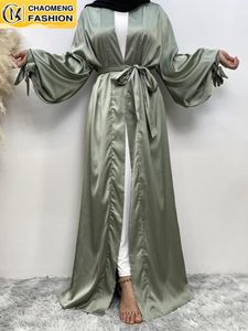 Vêtements ethniques Chaomeng Musulman De Mode Satin Abaya Ramadan Turquie Caftan Islam Musulman Pour Femmes Kimono Caftan Marocain Modeste Robe