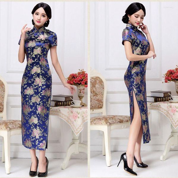 Ropa étnica Cheongsam Vestido Retro Oriental Mujer Ropa China Mujer Satén Largo Tradicional Novia