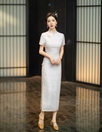 Vêtements ethniques Cheongsam Elegant Sexy Sexy Bridal Vintage Robe Wear Engagement Catwalk Lace Sinon Soirée