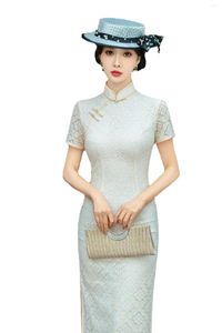 Vêtements ethniques Cheongsam Engagement Lace Sexy Robe de soirée Elegant Jacquard bonne qualité jeune mariage littéraire quotidien PO