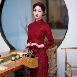 Etnische kleding Cheongsam Betrokkenheid Afdrukken High-end Tang Suit Banket Kleding Modificeerde elegante artistieke schede Avondsjurk Catwalk