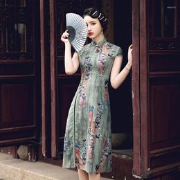 Ropa étnica Cheongsam mujer de mediana edad 2023 verano de manga corta madre diario elegante tamaño mediano mejorado Aodai vestido Qipao para mujeres