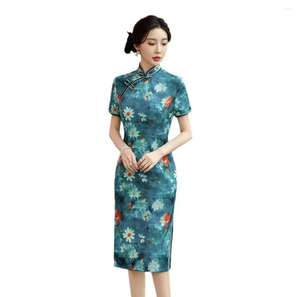 Vêtements ethniques Cheongsam Pographie Robe de soirée Vieux Shanghai Banquet Lady Mode Jeune Fête Minceur Imprimé Style chinois
