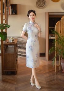 Etnische kleding Cheongsam Sexy afslankende dame Oud Shanghai Banket Toast Vrouwen Gedrukt Dagelijks Jong High-End