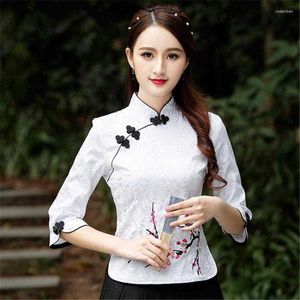 Ropa étnica Cheongsam Top Qipao 2023 S Floral elegante China tradicional para mujeres Camisas Vestido Vestidos de boda Tang