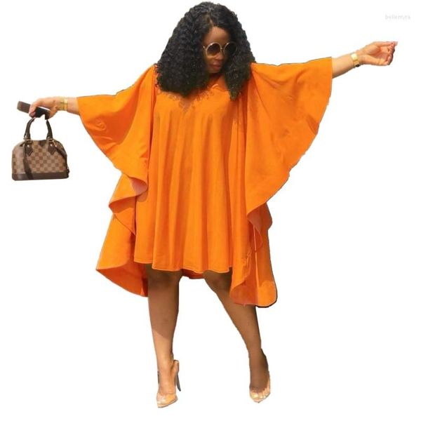 Vêtements ethniques Chic robes africaines amples pour femmes été automne plissé papillon manches mode Cape robe décontracté Boubou Africain Femme
