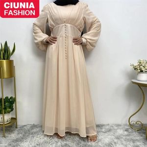 Vêtements ethniques Mousseline de soie Abaya Dubaï Turquie Ramadan Kimono Cardigan Femme Musulmane Kaftan Musulman Hijab Robe Islam pour femmes Robe