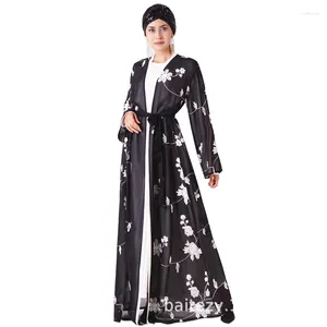 Etnische Kleding Chiffon Borduurwerk Abaya Kaftan Dubai Arabische Moslim Jurk Vrouwen Gewaad Femme Musulmane Longue Vestidos Eid Turkse Jurken