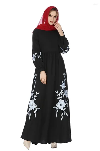 Vêtements ethniques Mousseline de soie Broderie Abaya Dubaï Robe musulmane Femmes Longues Abayas pour Caftan Marocain Kaftan Islam Eid Mubarak Ramadan Robes