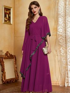 Vêtements ethniques Kaftans en mousseline de soie Dubai Abaya robes pour femmes Pakistan Turquie Islam musulman Hijab Robe Robe Longue Djellaba Femme Musulmane